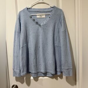 Women's Blue Button-Detail Top